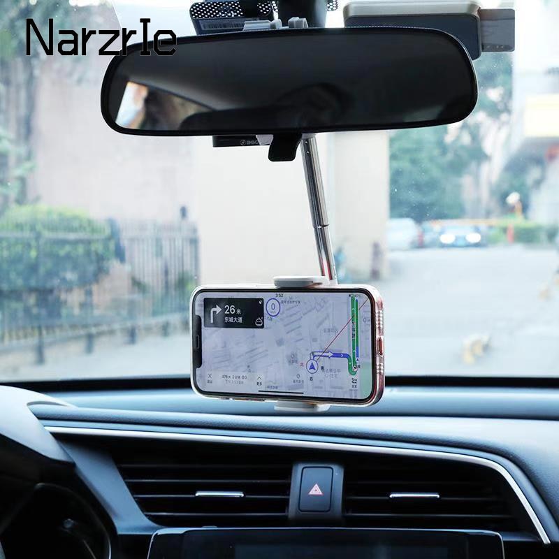 360 Degrees Car Rearview Mirror Adjustable Phone Holder