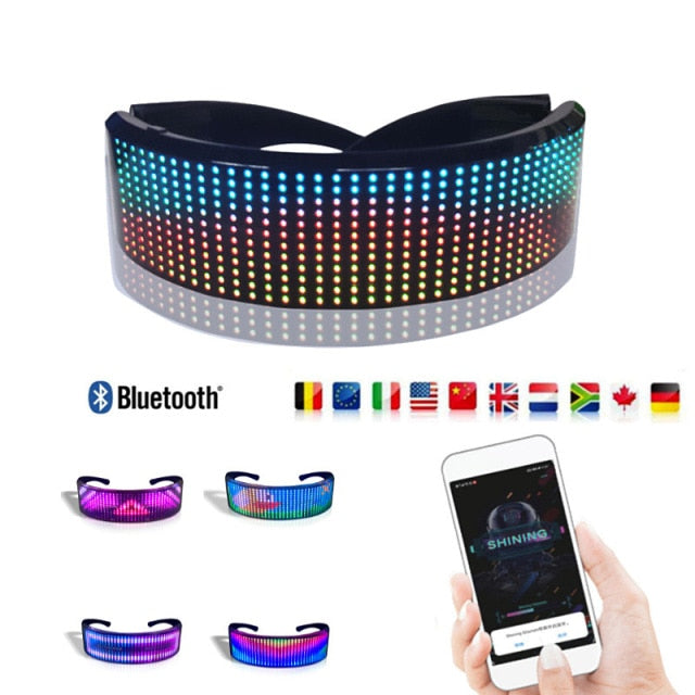 LED Futuristic Glasses Luminous Glasses - Mobile App Control