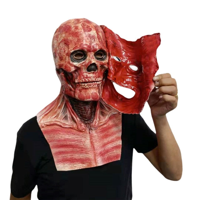 Halloween Bloody Double-layer Ripped Horror Skull Mask