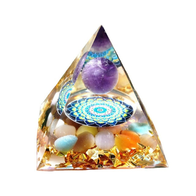 Natural Healing Crystals Orgonite Energy Pyramid Sculptures