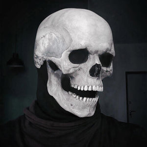 Full Head, Moveable Jaw White/Gray Skull Mask