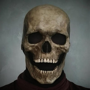 Full Head, Moveable Jaw White/Gray Skull Mask