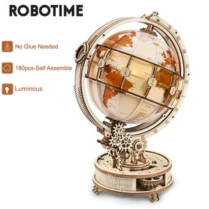 Luminous 3D Wooden Puzzle Globe with Free Gift