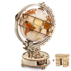 Luminous 3D Wooden Puzzle Globe with Free Gift